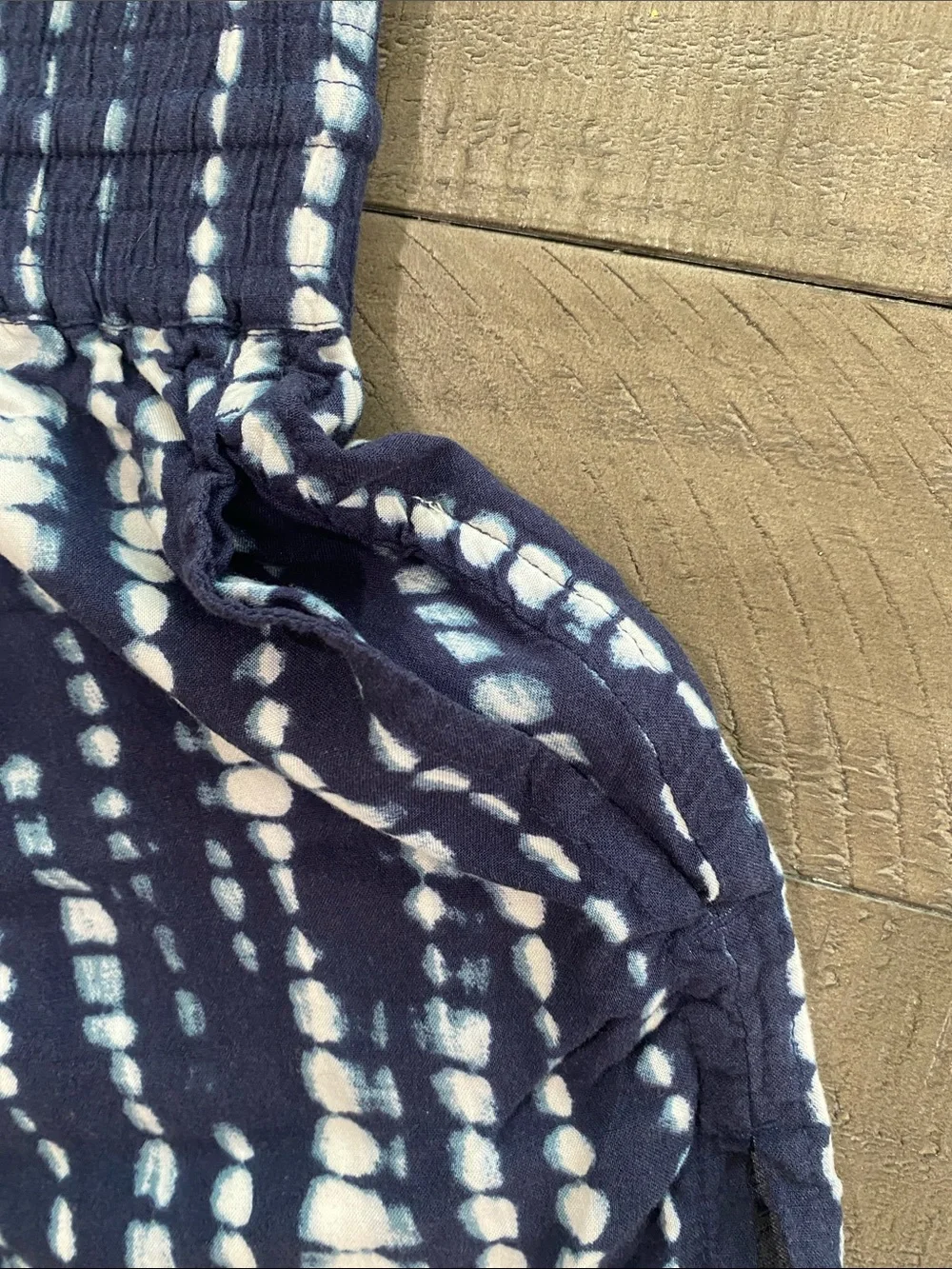 Abercrombie & Fitch Navy and White Tie-Dye High Waist Shorts